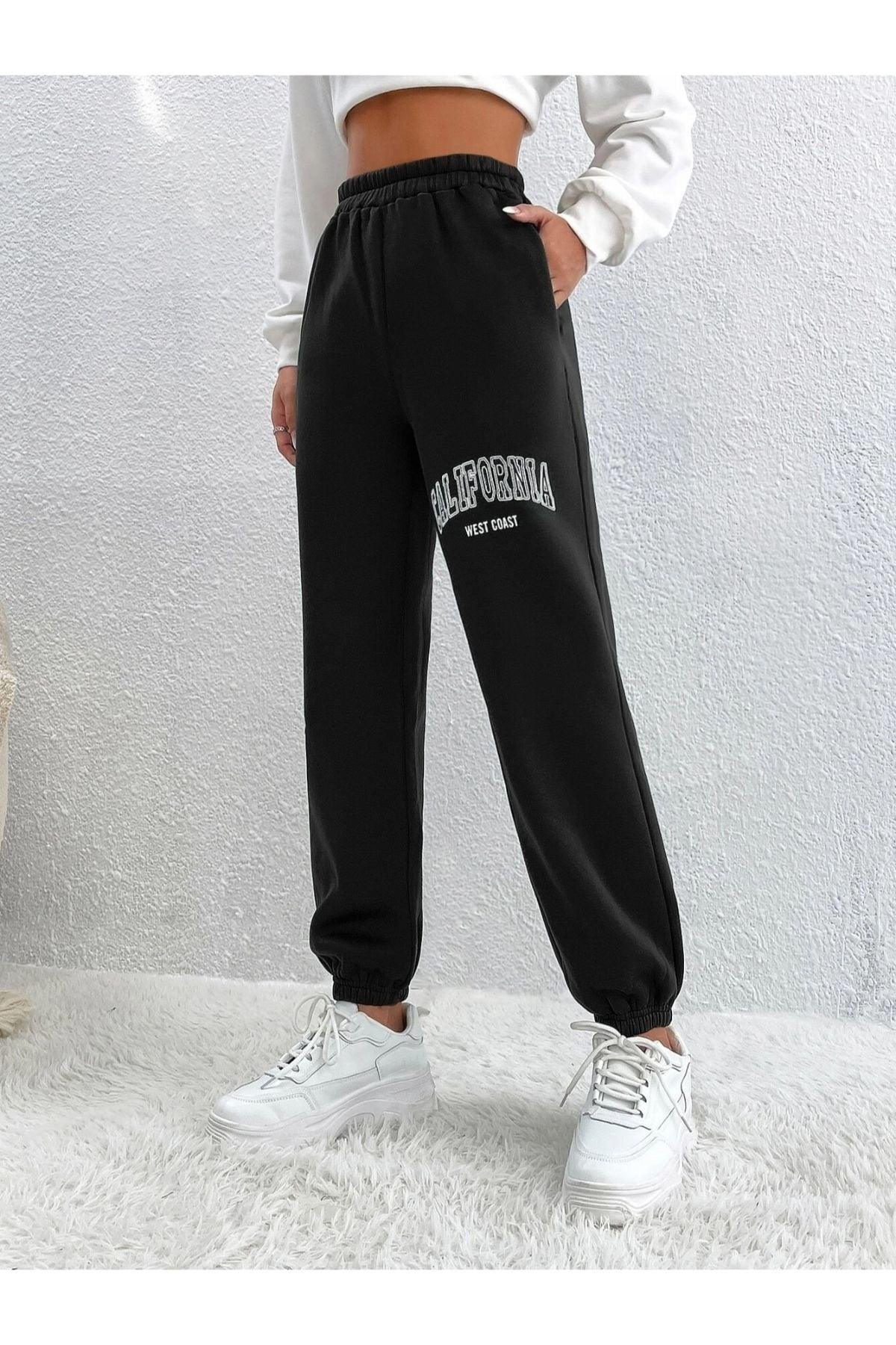 Foxskin Black Women's California West Coast Printed Summer Sweatpants - Swordslife