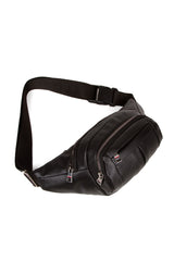 Men's Leather Headphone Outlet Waterproof Cross Shoulder And Waist Bag (Daily Use Black Color)