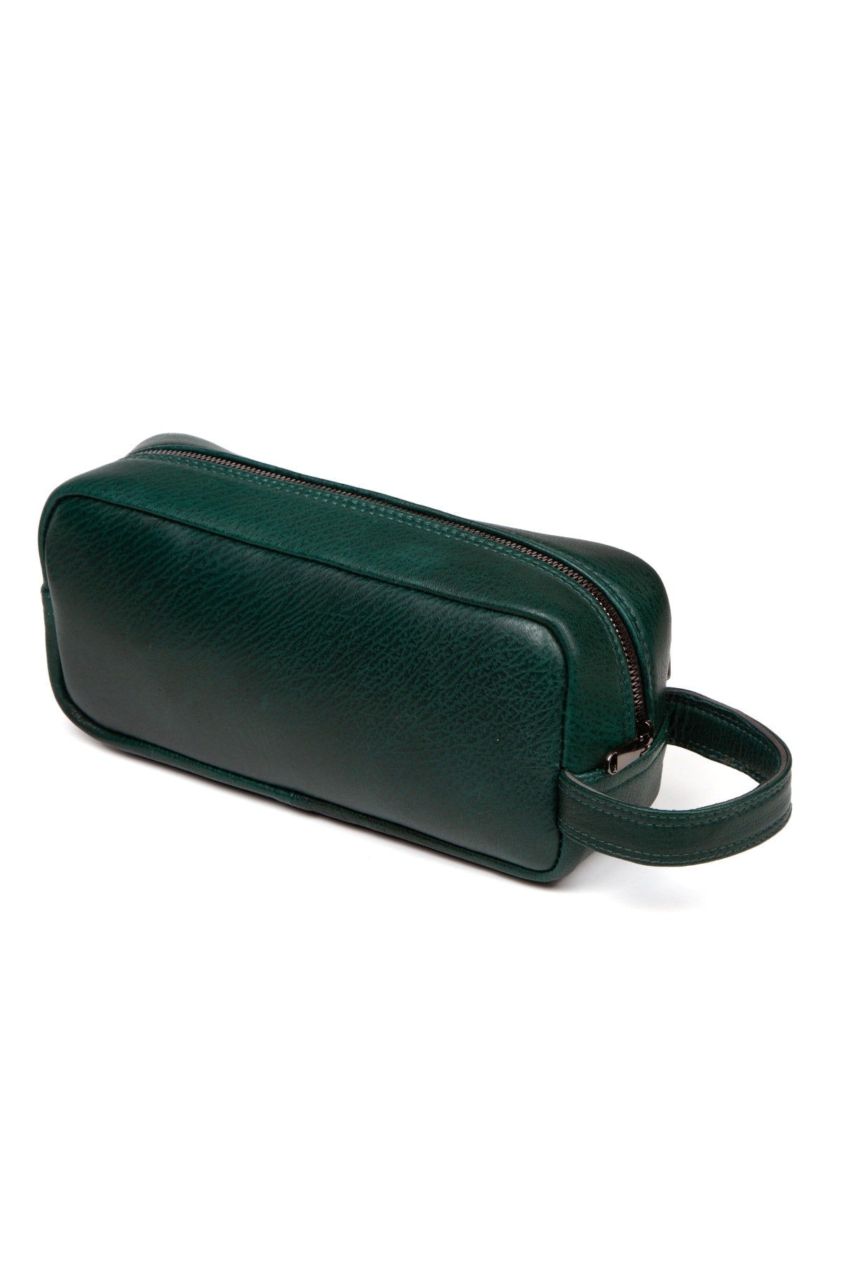Genuine Leather Shaving Bag Daily Travel Cosmetic Handbag Men Khaki Bag (26x13cm)
