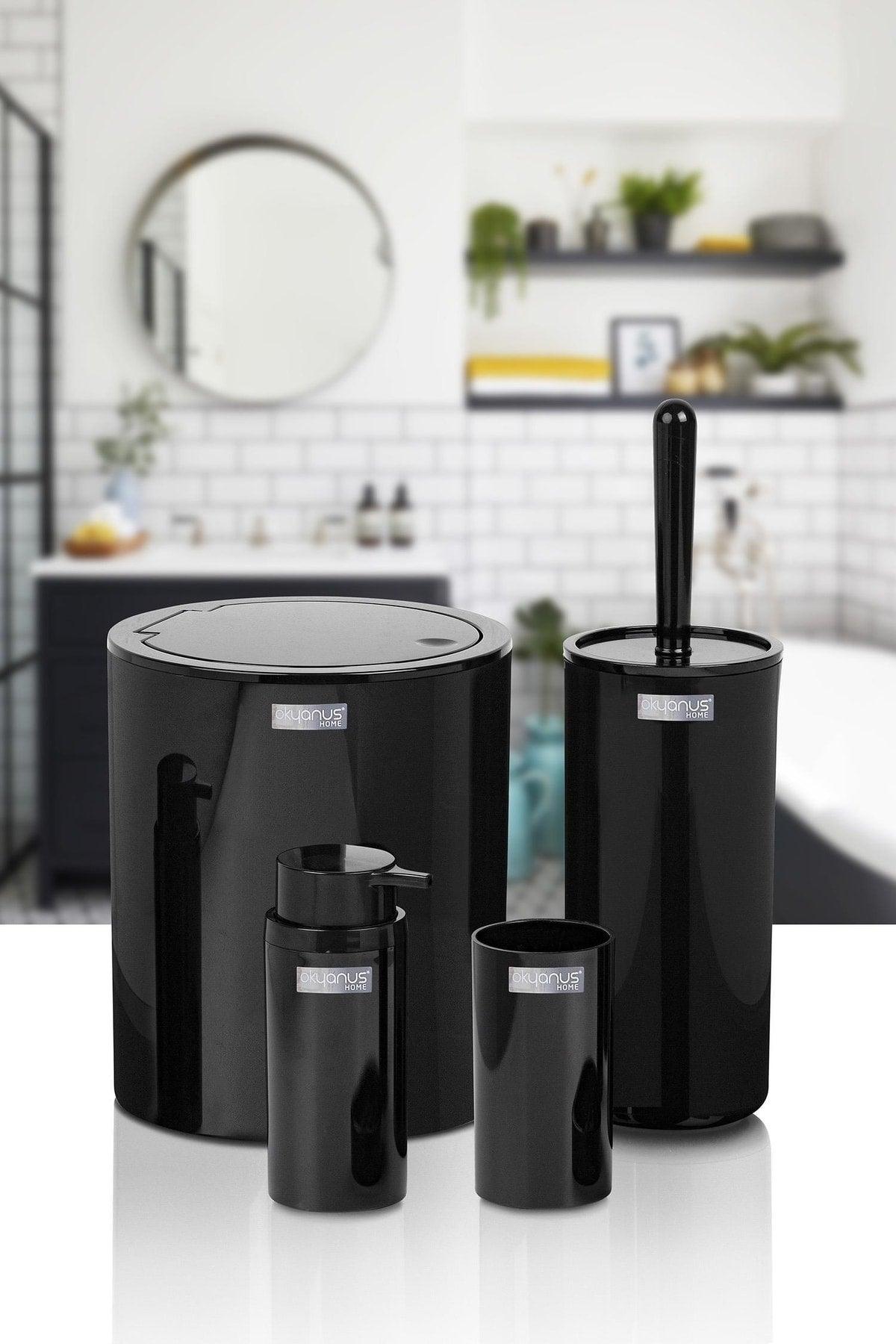 Black Round 4 Pcs Bathroom Set - Swordslife