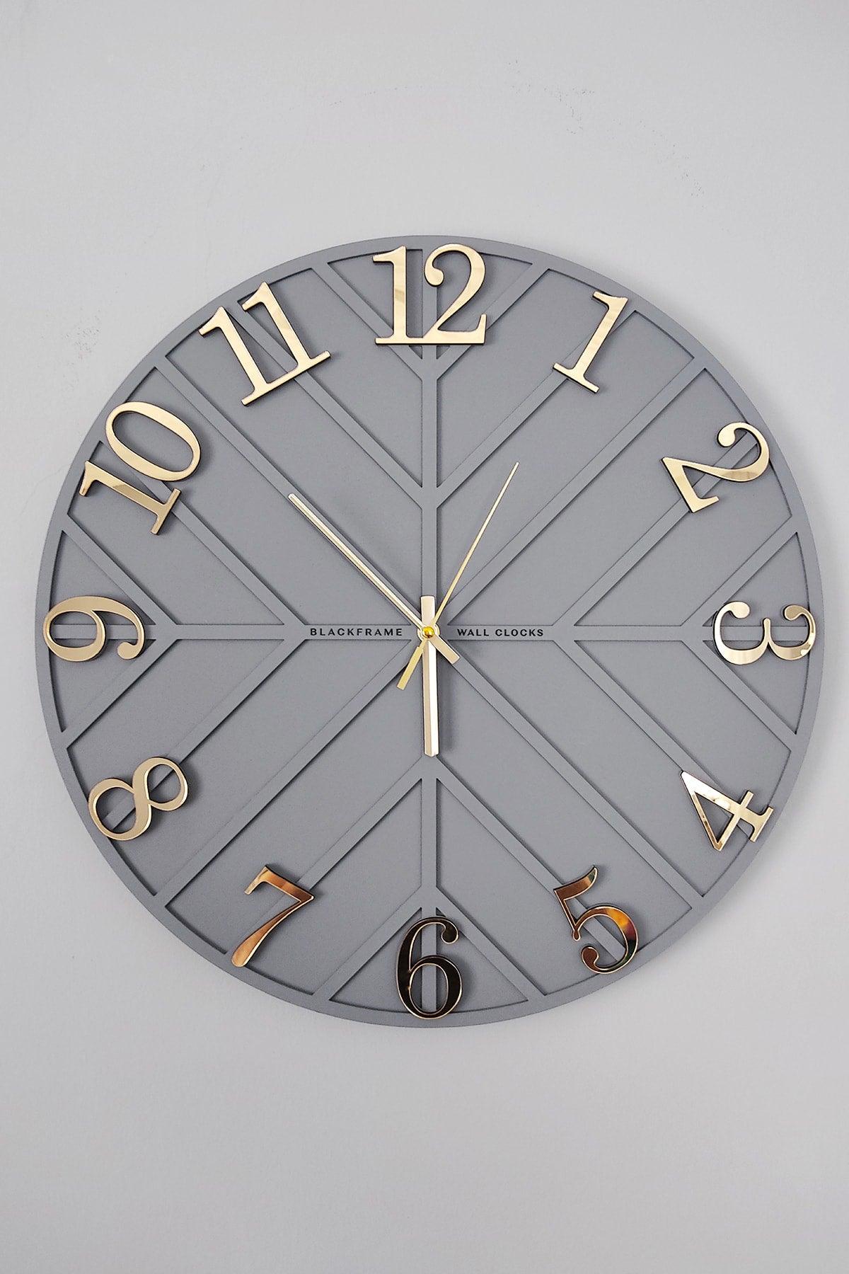 Diagonal Lines - Gray & Gold - 50cm Wall Clock - Swordslife