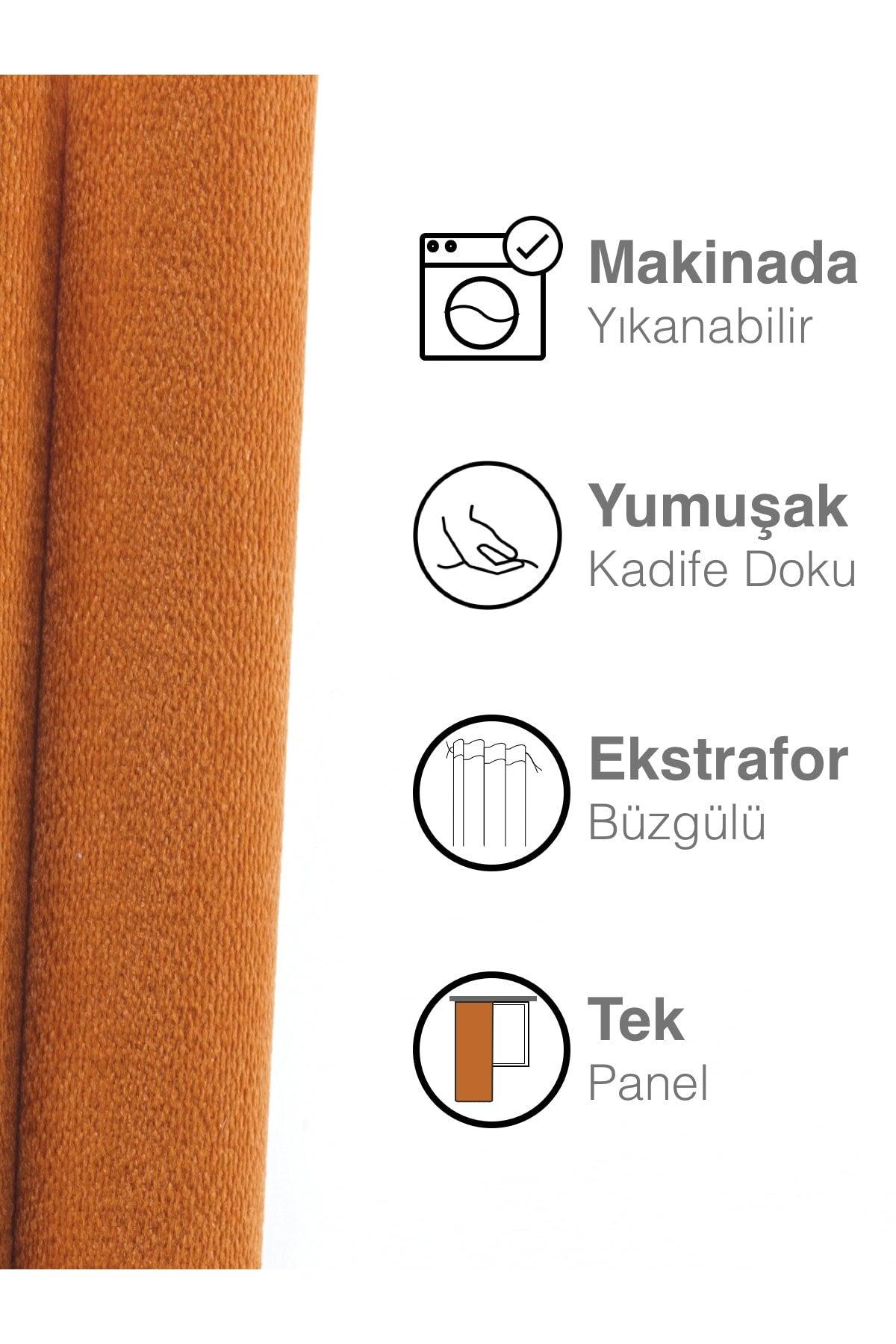 Velvet Textured Mandarin Orange Island Backdrop Curtain Extraforward Pleated - Swordslife