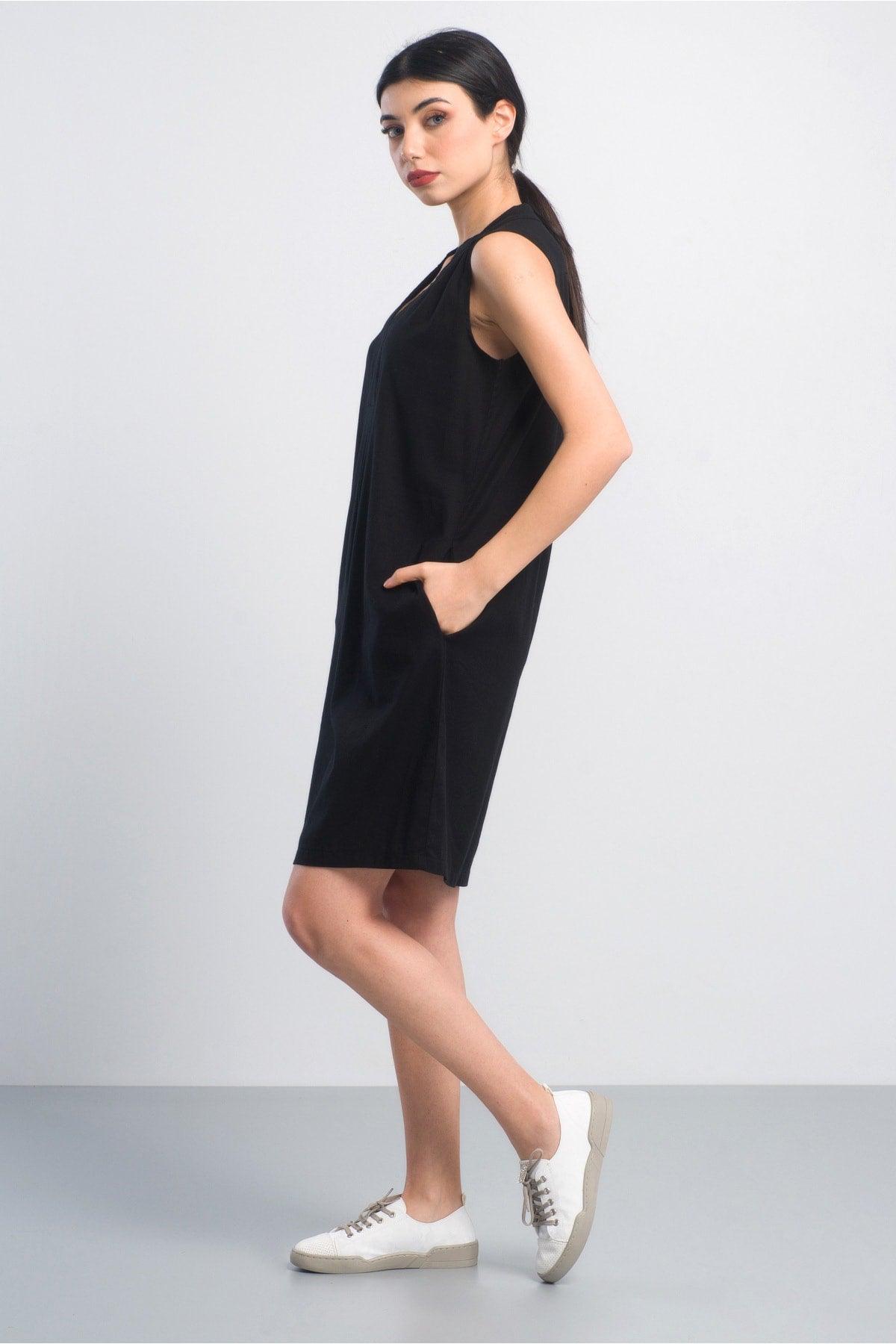 Black Cotton Lycra Dress - Swordslife