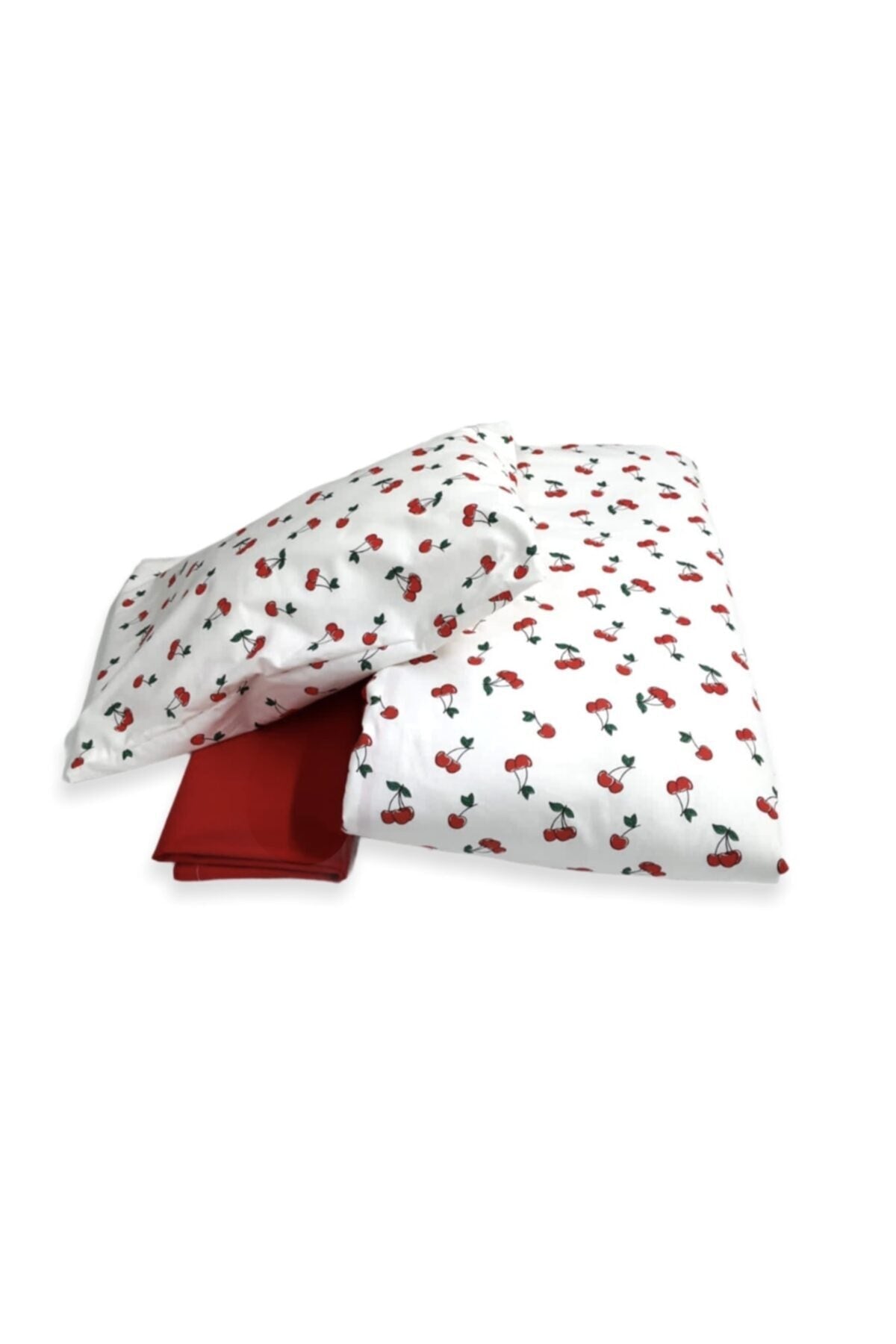 Baby Girl Cherry Red Cotton Duvet Cover Set 100x150