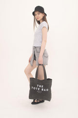 Anthracite Anthracite Maule Tote Bag Printed Medium Wax Canvas 100% Cotton Women's Shoulder Bag