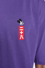 Purple Men's Oversize Crew Neck Short Sleeve Printed Mickey Mouse Printed Licensed T-Shirt