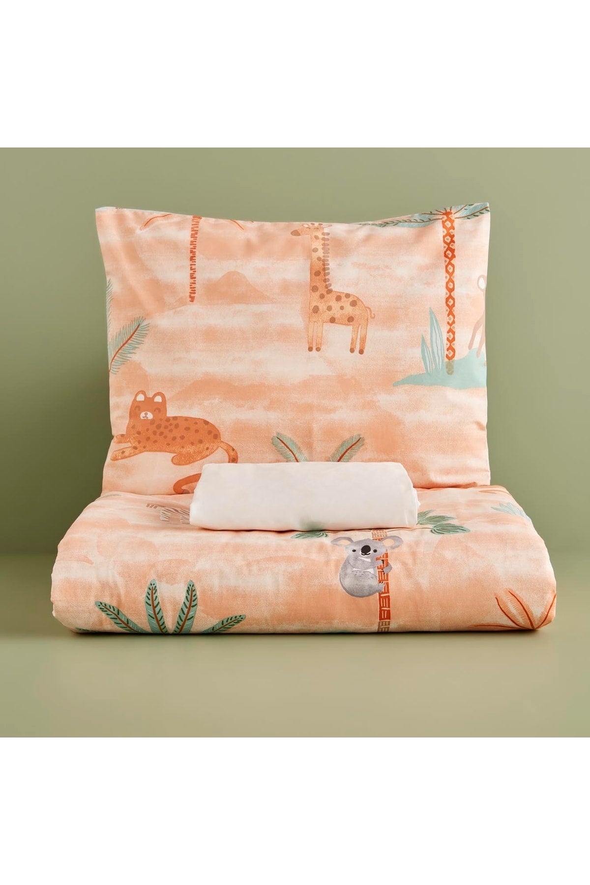 100% Cotton Ranforce Safari Baby Duvet Cover Set Salmon (100X150 CM)