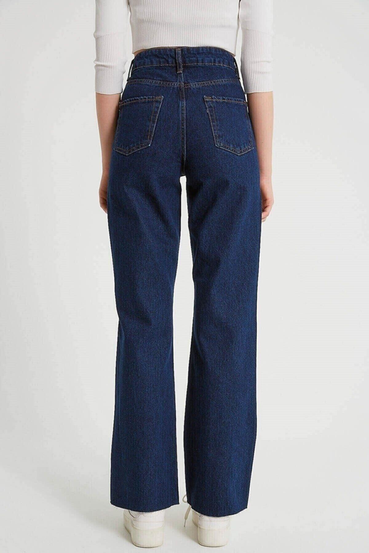 Kate Dark Blue High Waist Wide Leg Denim Jeans- Wide Leg Wide Leg Jeans - Swordslife