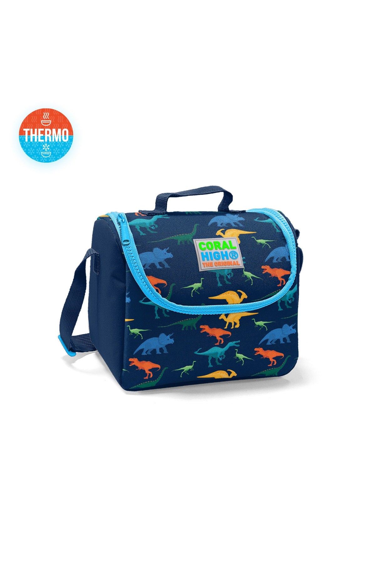 Kids Four Compartment Dark Blue Dinosaur Patterned 3-Pack School Bag Set