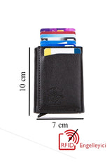 Adelina Men's Black Leather Steel Case Phone Compartment Hand And Shoulder Bag And Card Holder Wallet With Mechanism