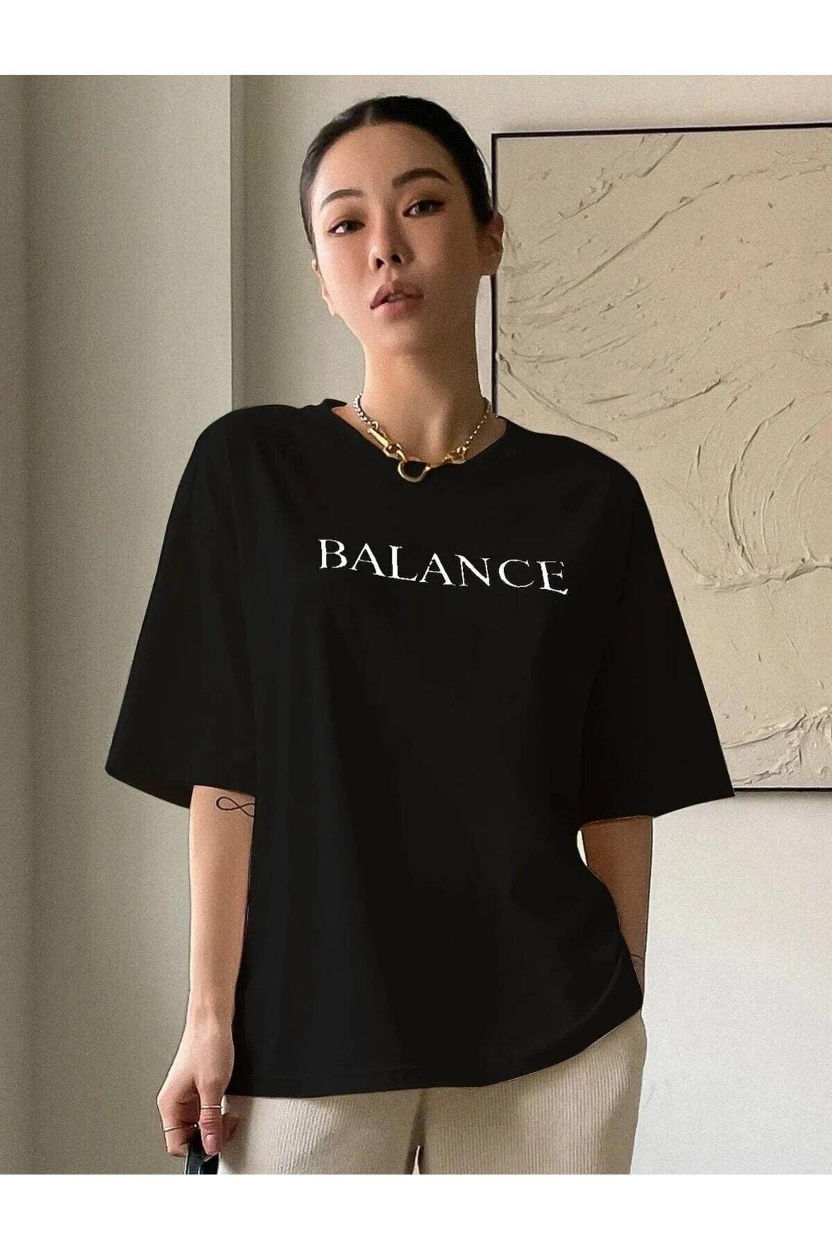 Women's Black Balance Printed T-shirt - Swordslife