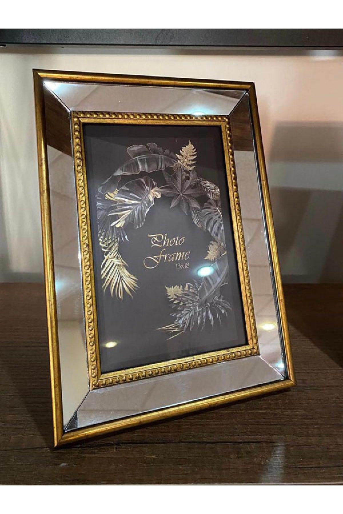 Mirrored Frame, Gold Mirrored Photo Frame, Glass Frame 15x21cm - Swordslife