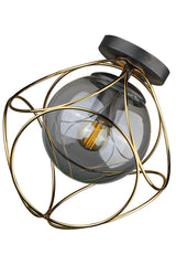 Suna Ceiling Mounting Single Chandelier Gold Smoked Glass