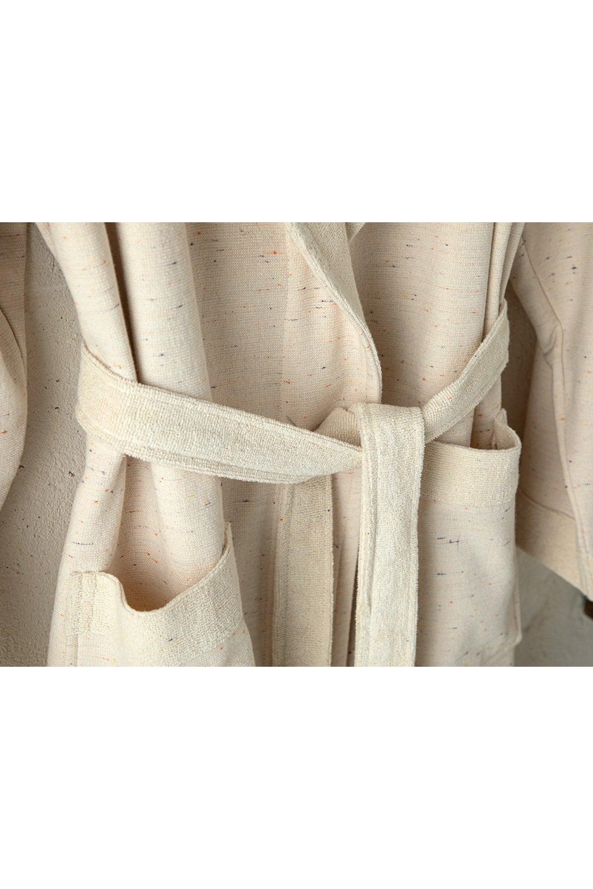 Nope Cotton Polyester Shawl Collar Bathrobe L-xl Beige - Swordslife