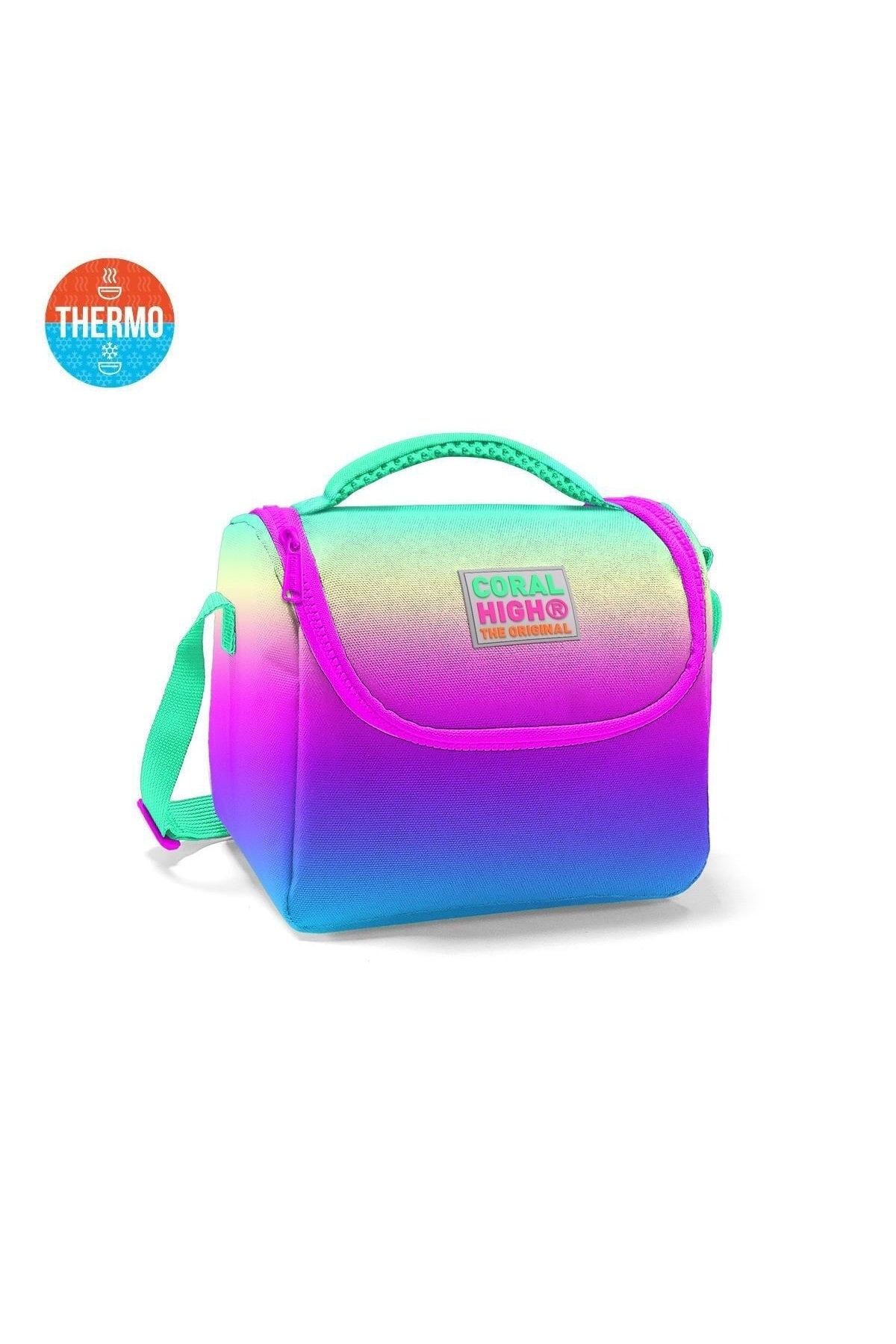 Color Transition Rainbow 4 Compartment School Bag, Pencil Holder, Lunch Box Set of 3 Primary School Bag