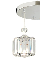 Saka 3-Piece Round Pendant Lamp with Chrome Crystal, Stone Modern Design Crystal Living Room Pendant Lamp Chandelier
