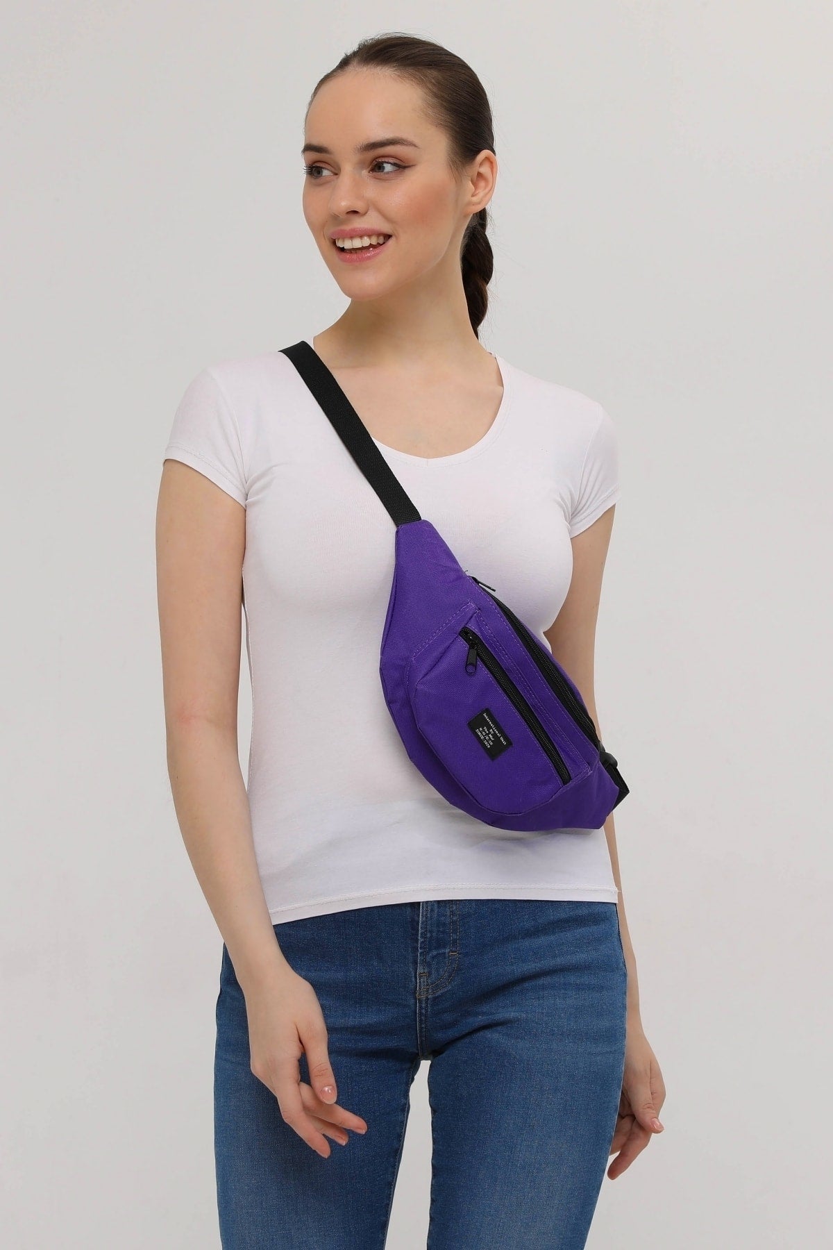 Unisex Purple Shoulder And Waist Bag