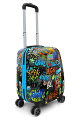 Kids Black Blue Graffiti Patterned Child Suitcase 16760