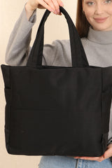 Black U25 3-Compartment Side 2 Pocket Detailed Zipper Closure Canvas Women's Arm And Shoulder Bag B:35 E:35 G