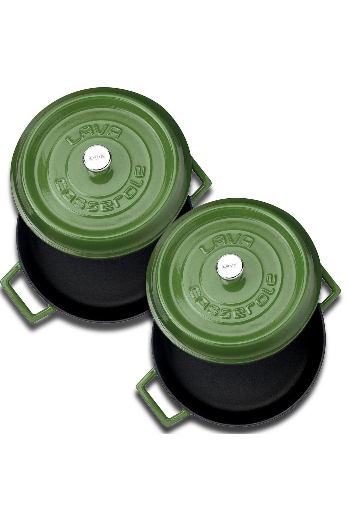 Cast Iron Round Deep And Shallow 5 Piece Cookware Set Green