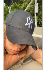 Unisex Black Color White Embroidery Baseball Ny New York Hat
