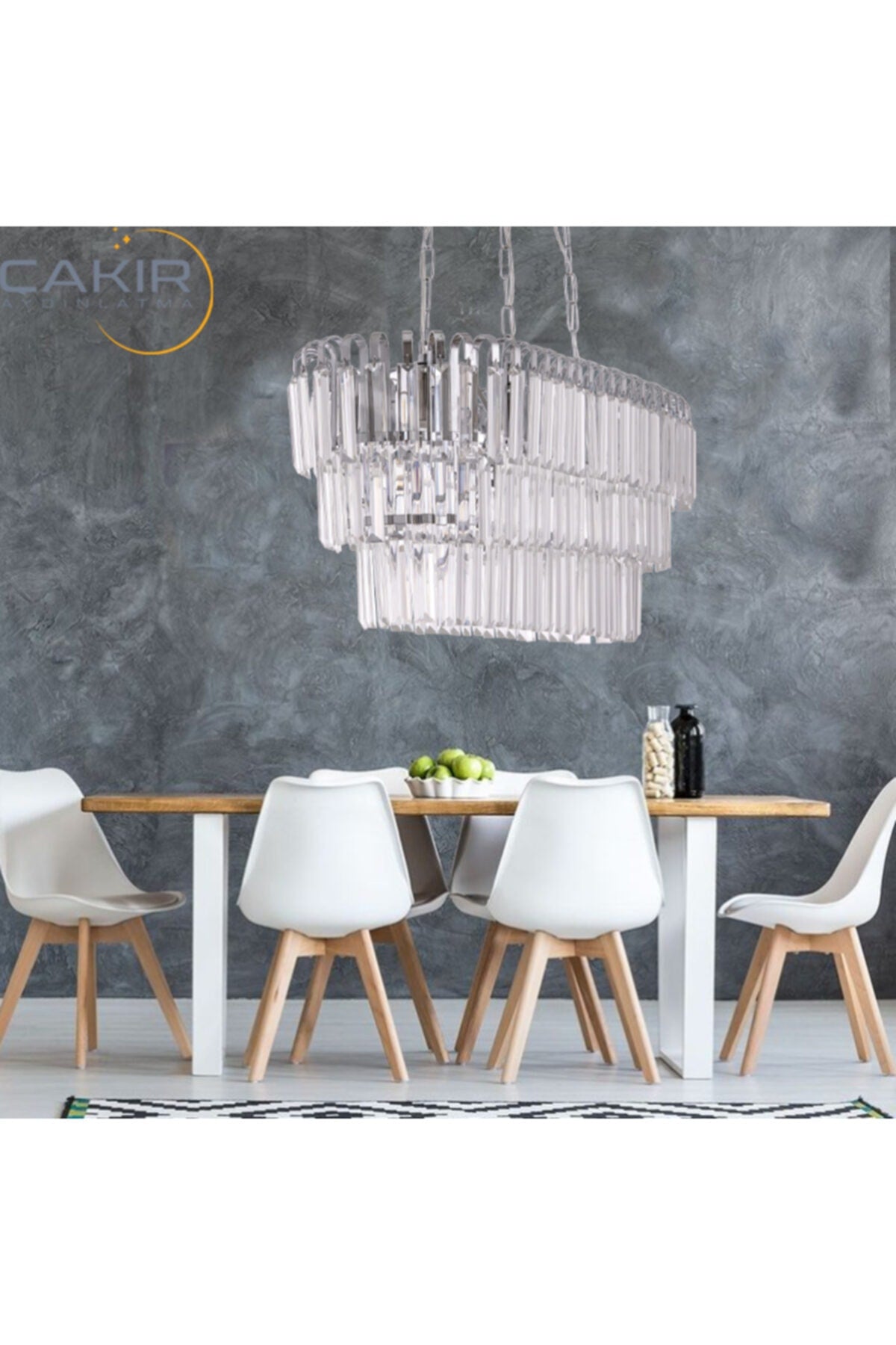 Waterfall Ellipse Silver Pendant Lamp Chandelier