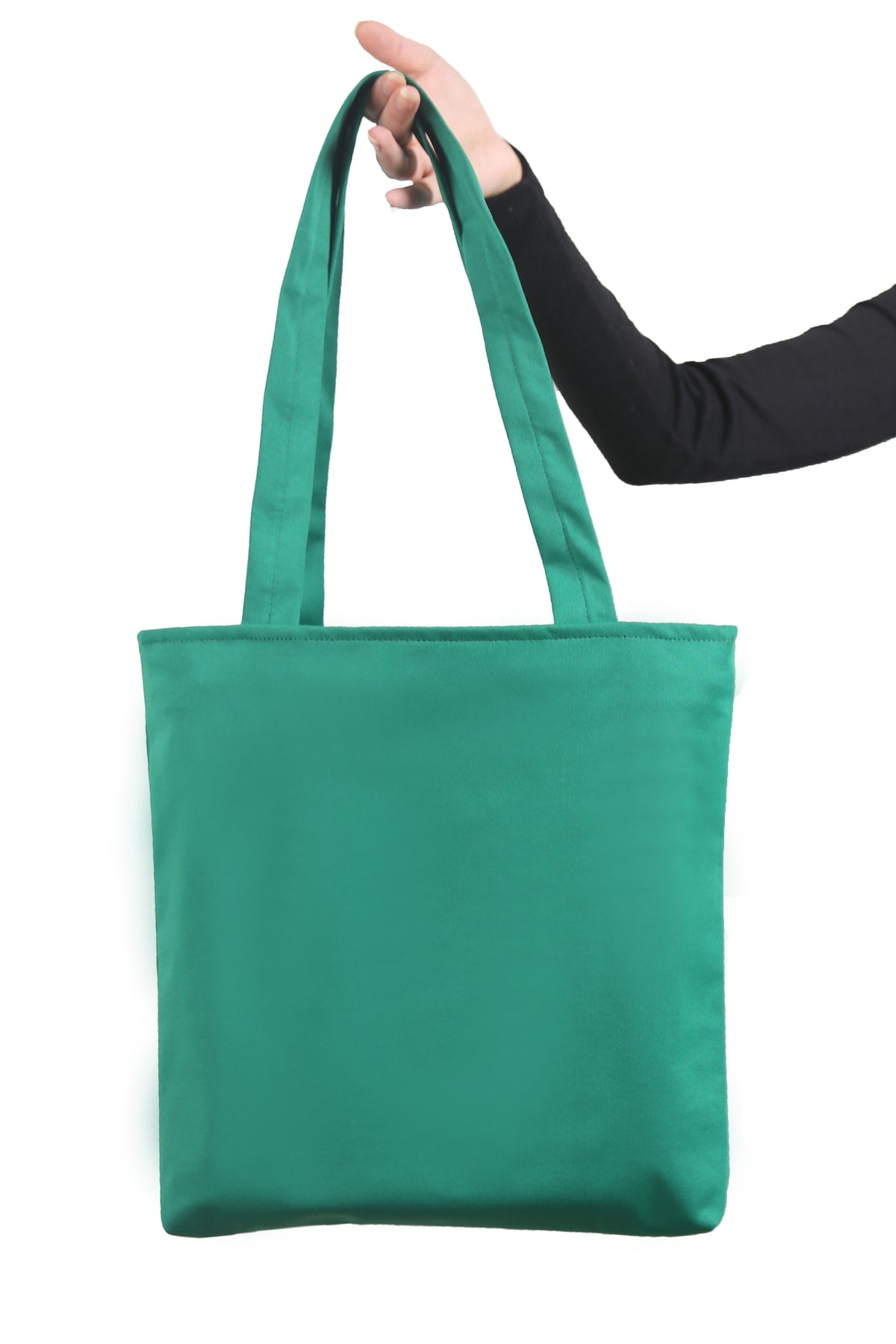 Women's Green Bag Zippered Hand And Shoulder Bag Canvas Fabric Tote Bag