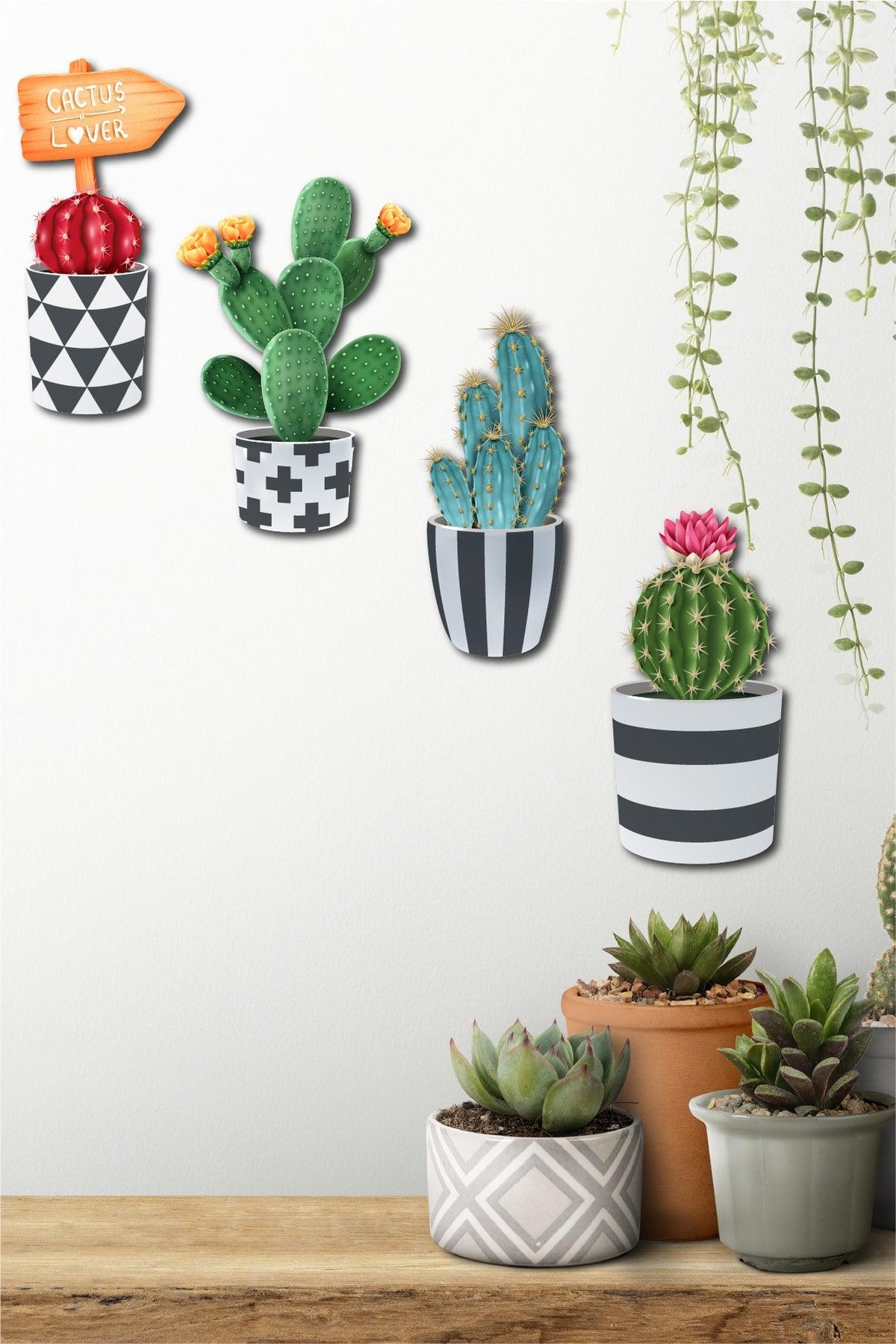 4 Piece Wall Decoration Wooden Cactus Set - Swordslife