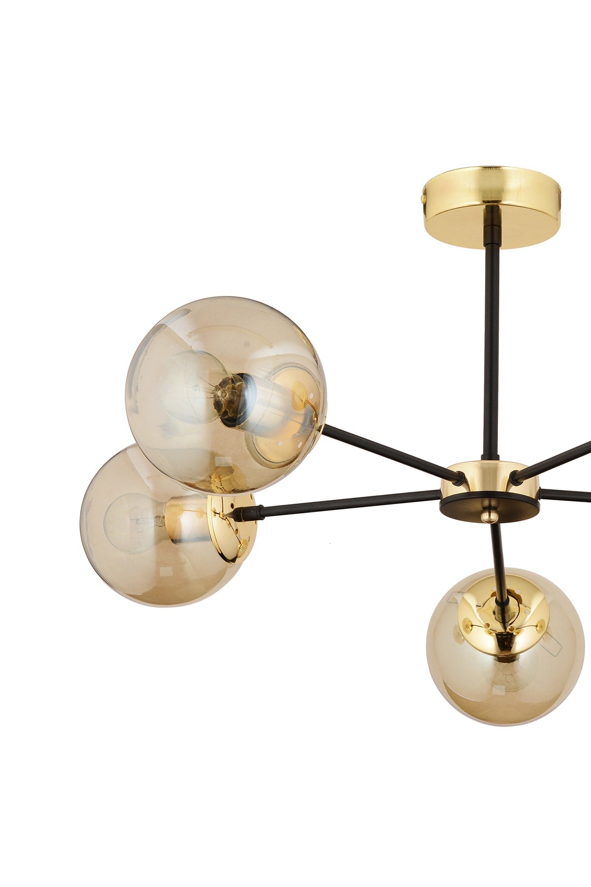 Nide 5L Black Gold Honey Glass Modern Young Room Bedroom Retro Living Room Chandelier