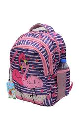 Sim Flamingo Patterned Dark Purple Color Girl Backpack Primary School Bag Set with Lunch Box and Pencil Holder