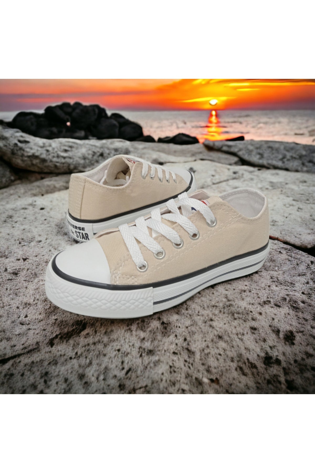 Cream Color Short Linen Convers Shoes