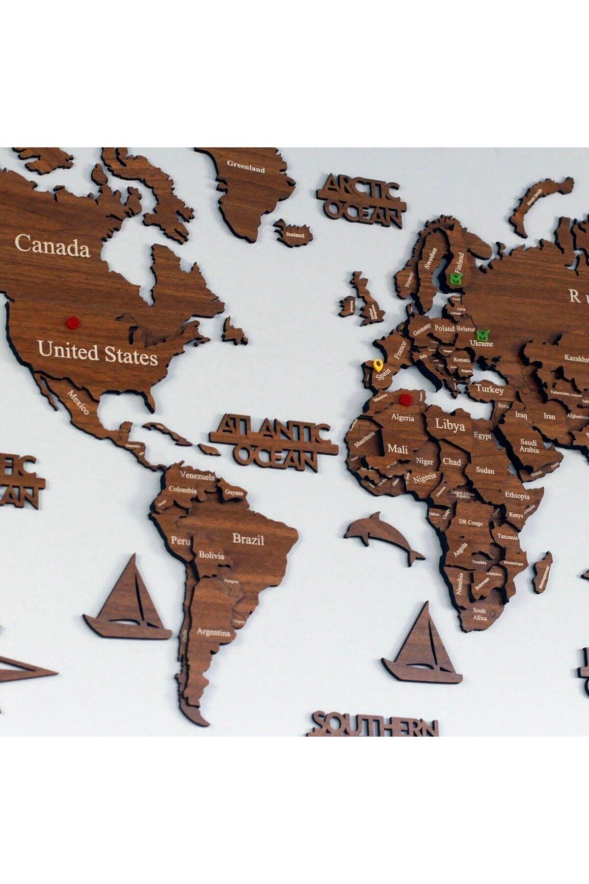 3D Wooden World Map, Wooden Wall Decor, Wall Painting, Real World Map - Swordslife