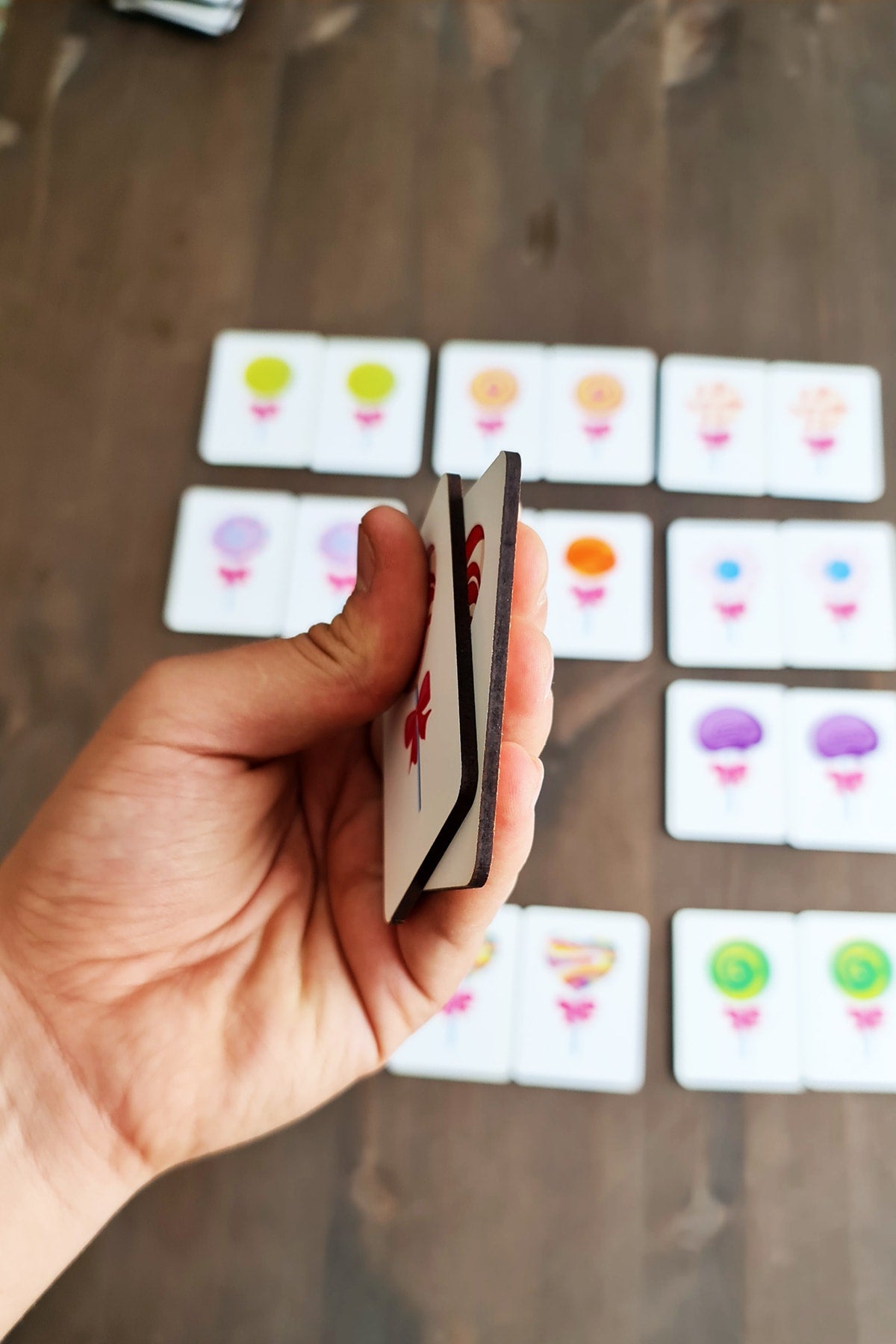 Wooden Lollipop Candies Memory Improvement Matching Game Preschool Intelligence Cards