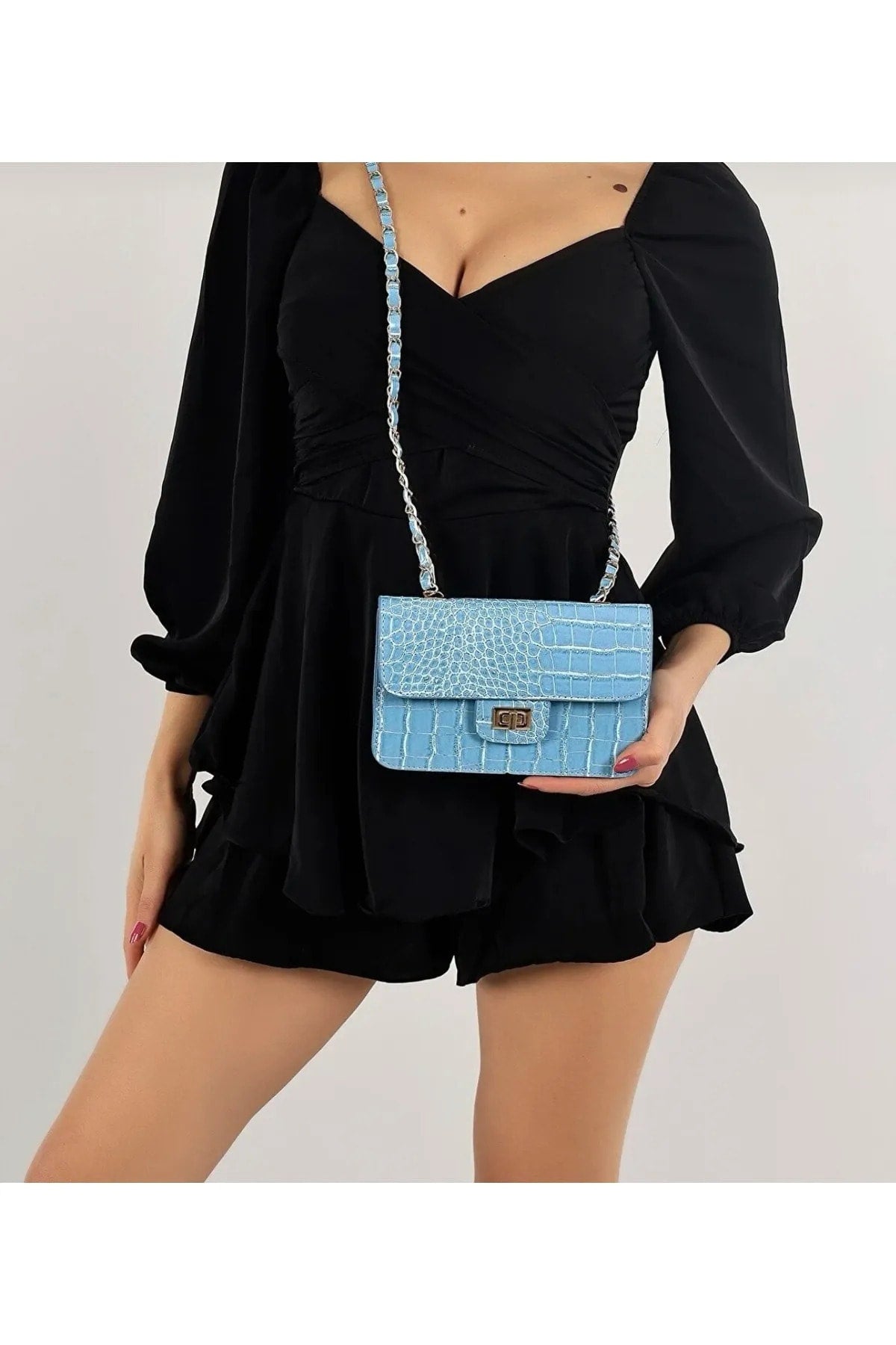 Women's Crocodile Patterned Mini Shoulder Bag