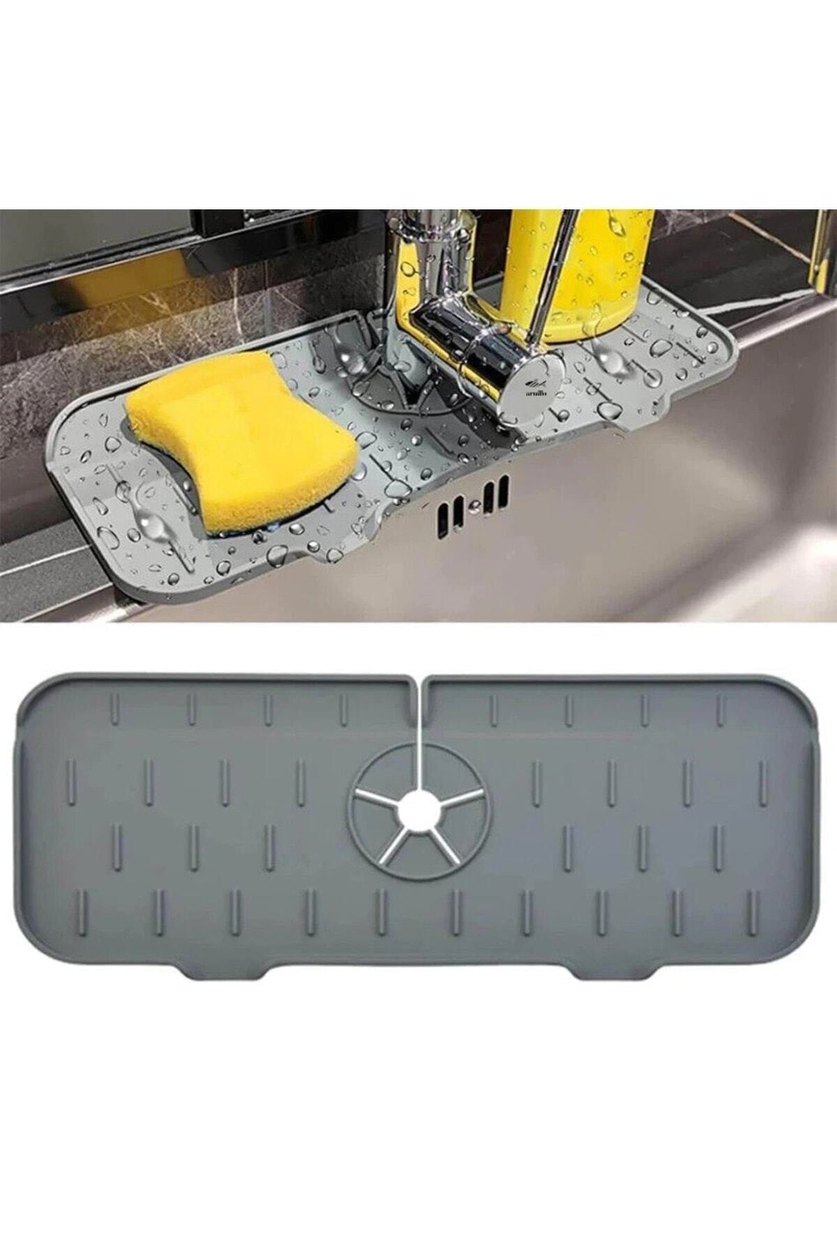 Water Trap Faucet Mat Protective Sink Faucet And Mixer Mat For Kitchen And Bathroom Gray