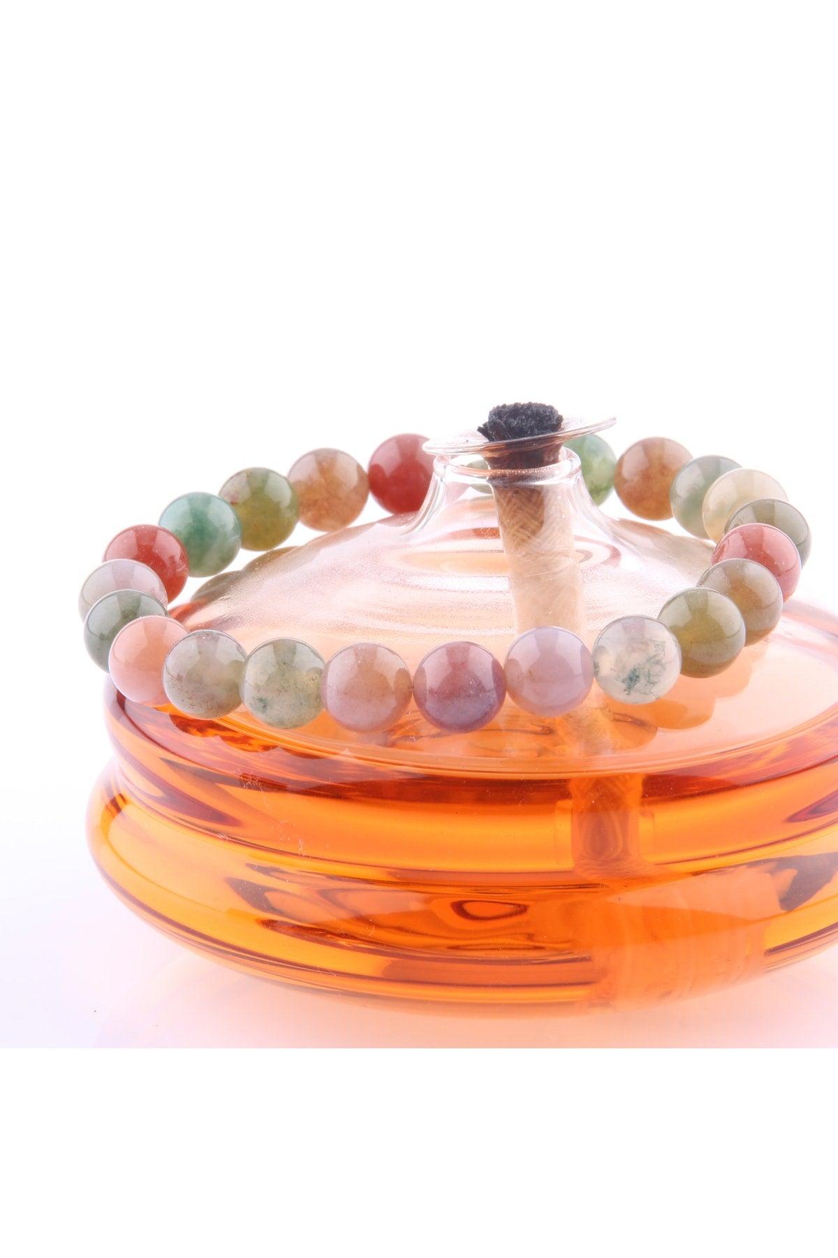 Certified Indian Agate Natural Stone Bracelet - 6 Mm B769 - Swordslife