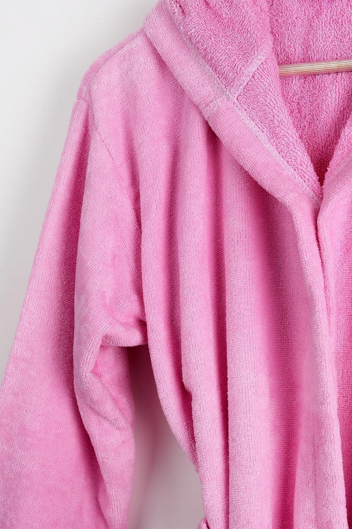 100% Cotton Hooded Velvet Pink Color Young Robe / Waitress Size - Swordslife