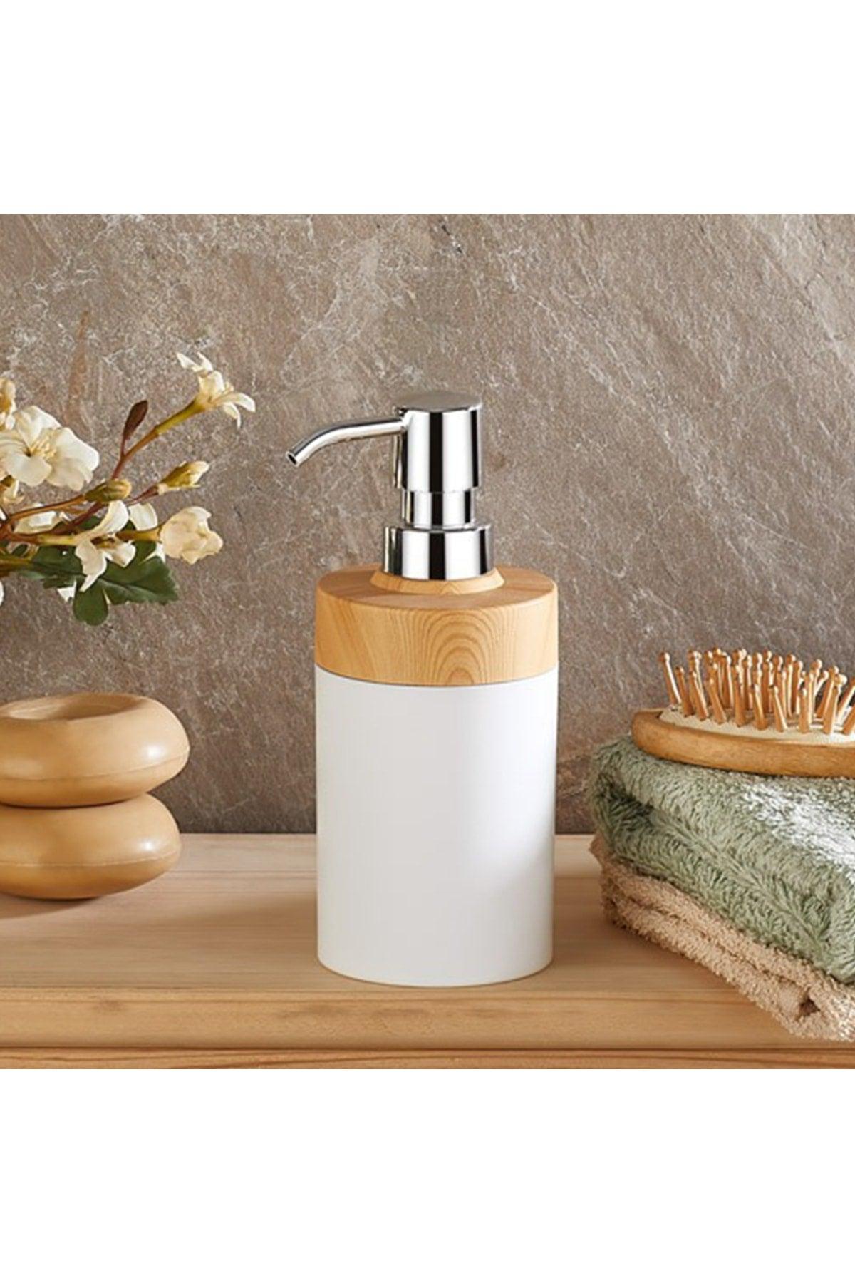 Limpia Bamboo Patterned Set of 3 Bathroom Set Liquid Soap Dispenser Liquid Soap Dispenser Solid Soap Dispenser White - Swordslife