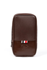 Adelina Men's Vegan Leather Shaved Travel Cosmetic Portfolio Hand Bag Dark Brown