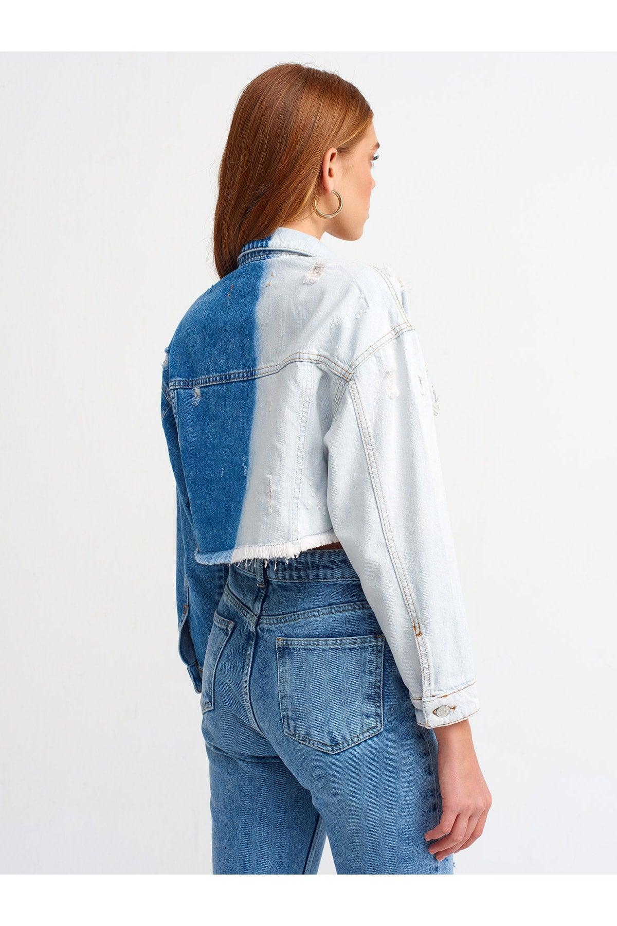 Women's Blue Tie Dye Wash Denim Coat - Swordslife