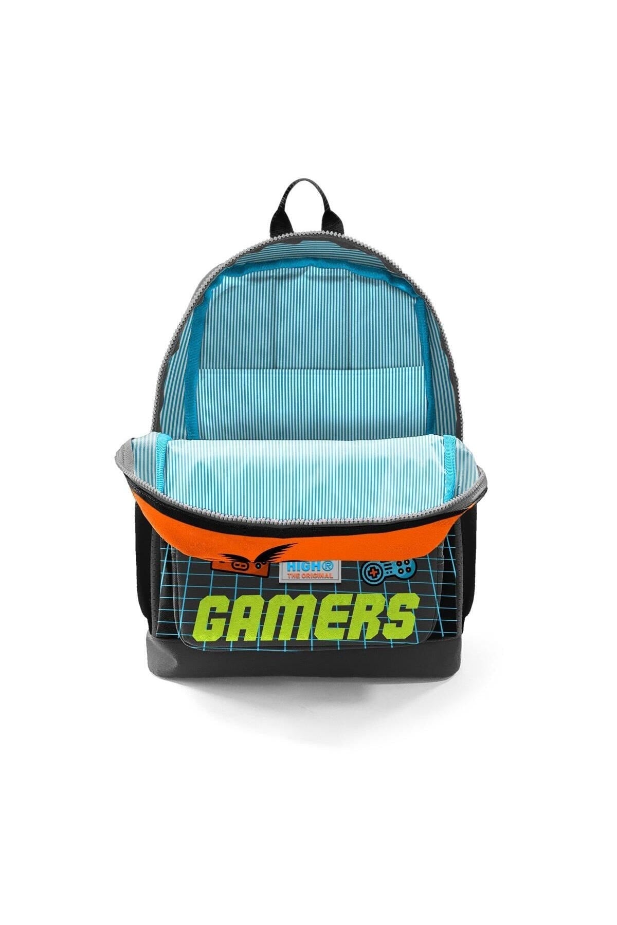 Kids Gray Orange Gamer Patterned 3-Pack School Bag Set