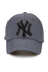Unisex Gray Color Black Embroidery Baseball Ny New York Hat