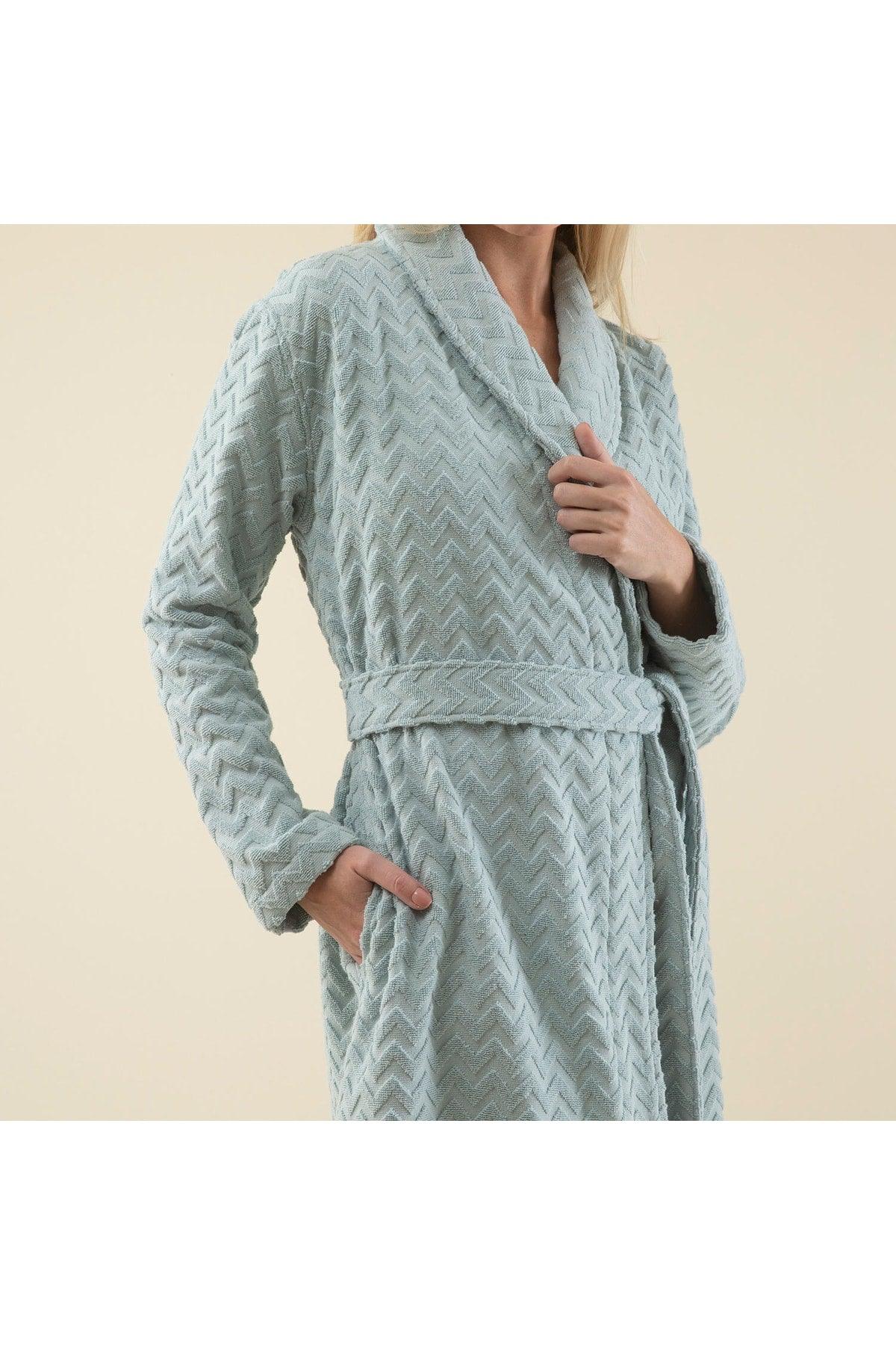 Zigzag Women's Bathrobe Aqua - Swordslife