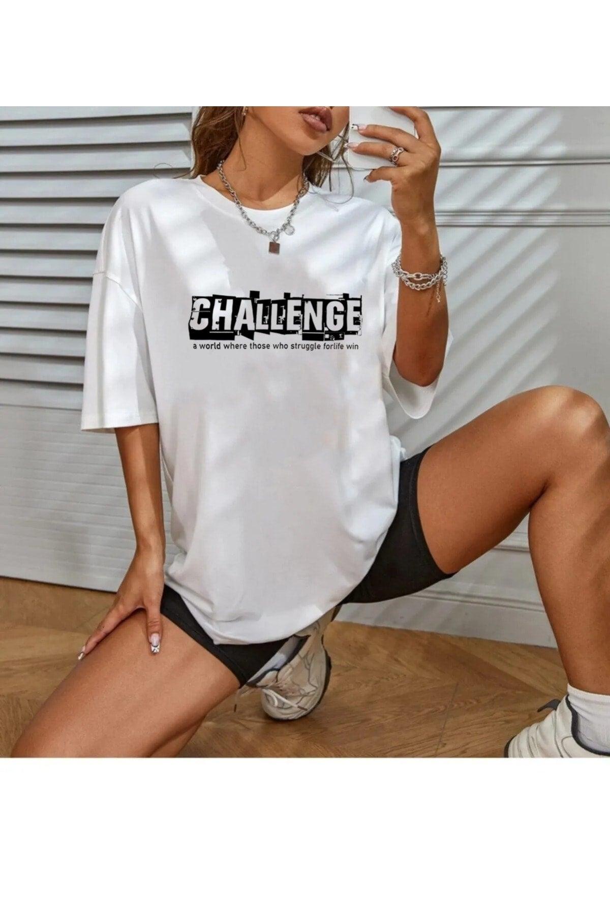 Unisex Challenge Printed Oversize T-shirt - Swordslife