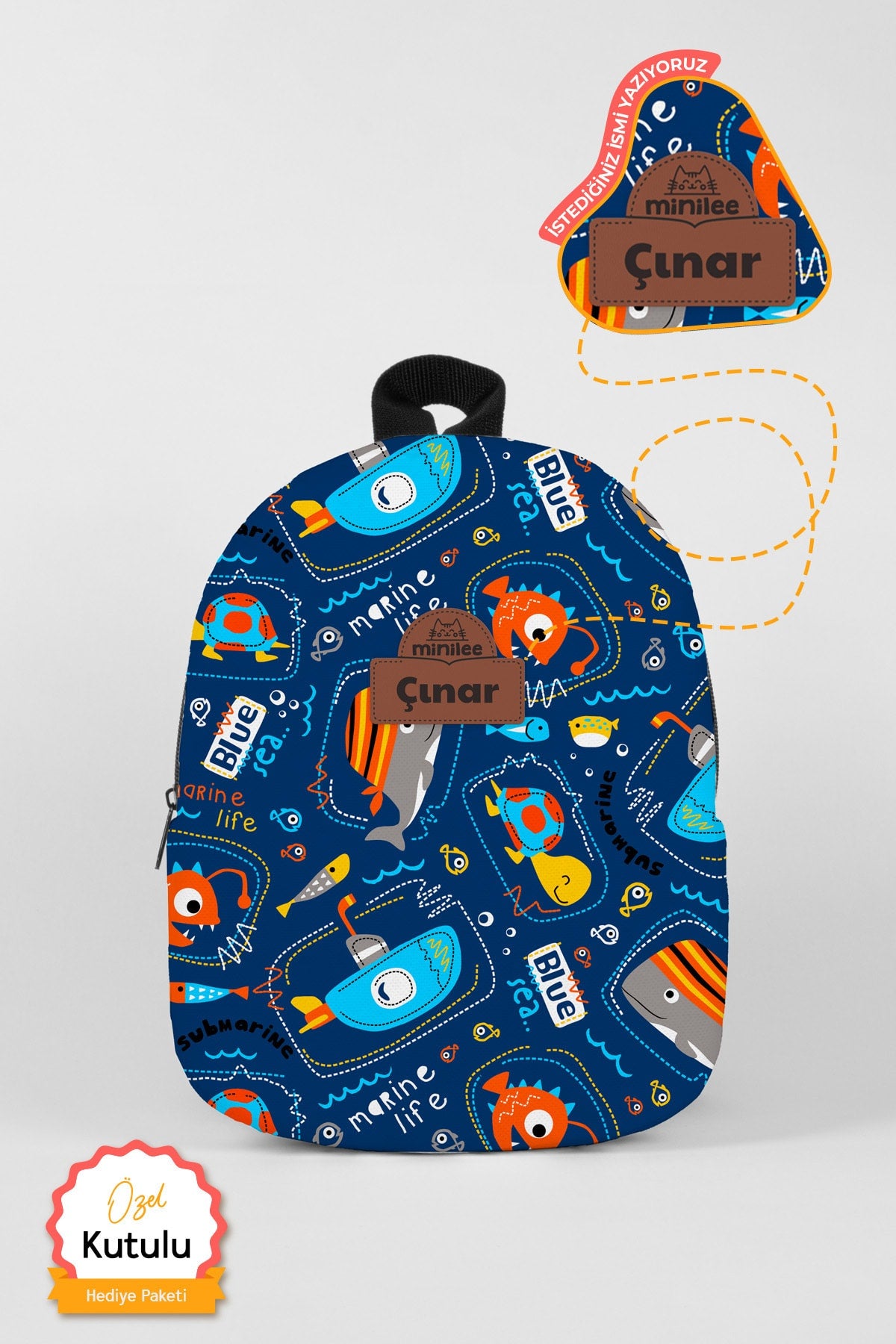 Custom Name - Underwater World V2 0-8 Years - Nursery, Kindergarten Kids Backpack