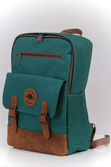 Unisex Green 100% Genuine Leather Detailed Waterproof 15.6 Inch Multi-Compartment Backpack with Laptop Compartment