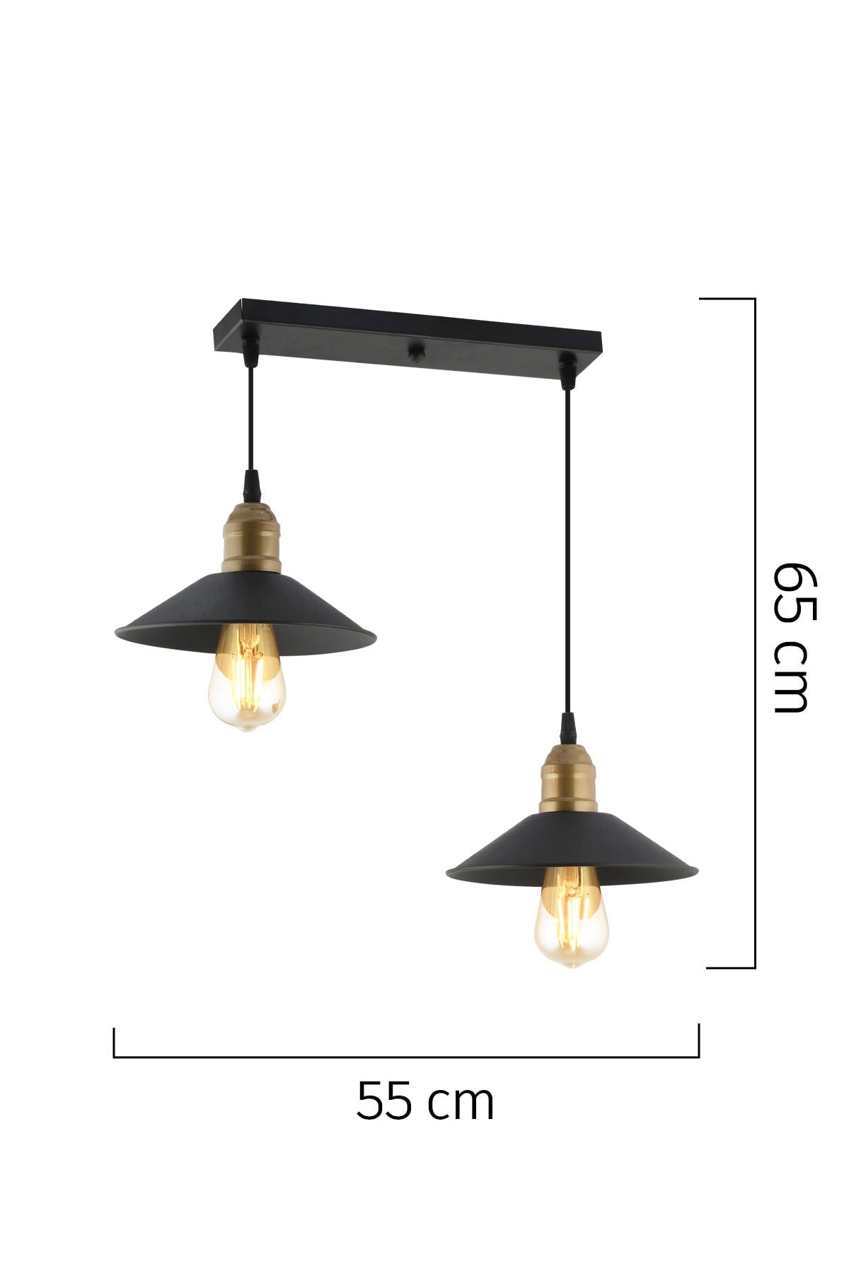 Gönen 2-Piece Black Row Modern Retro Pendant Lamp Retro Living Room Chandelier