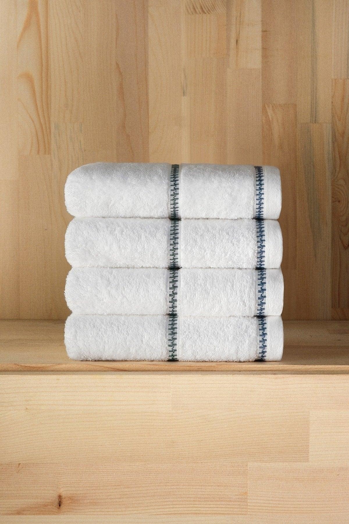 Profundo White - Extra Soft, Modern 100% Cotton 50 X 90 Cm Hand / Face Towel Set - Swordslife