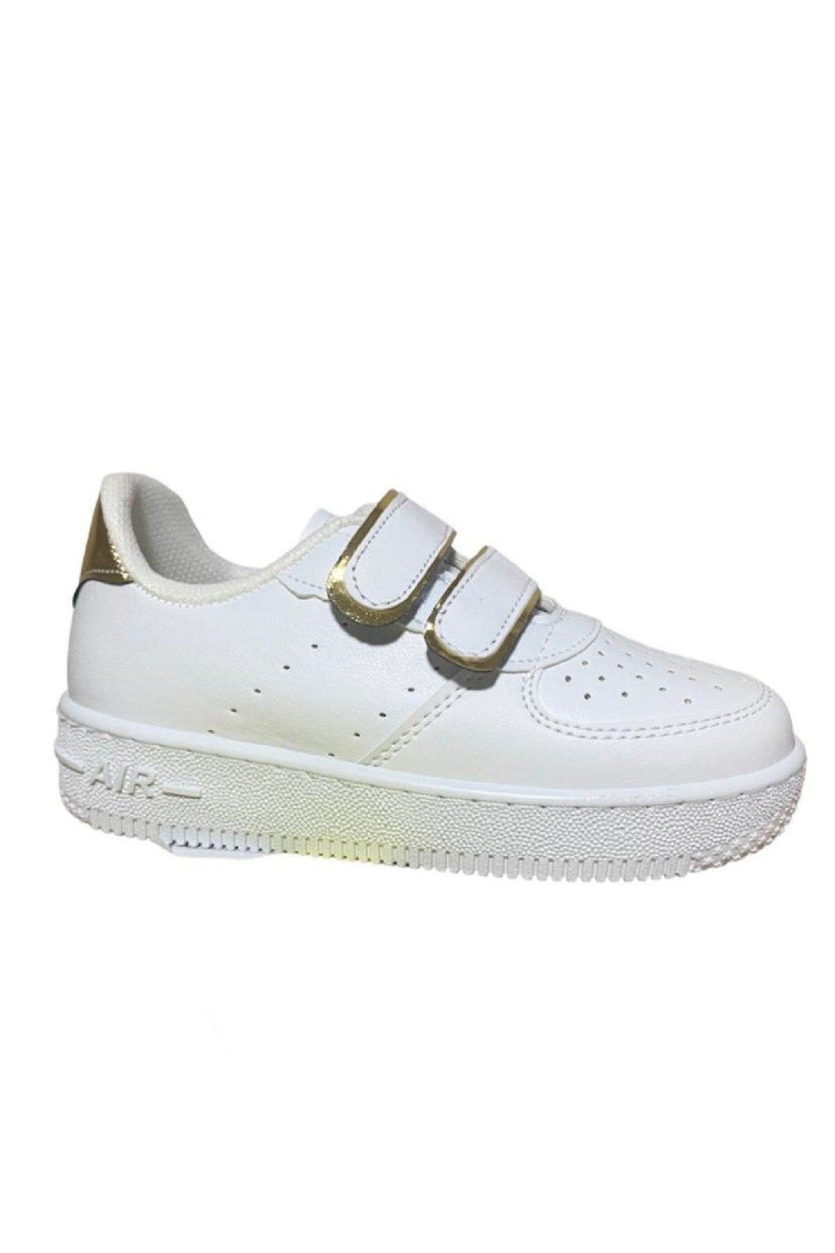 Unisex Girls Boys Hook and Loop Sneakers Sneaker - White Gold