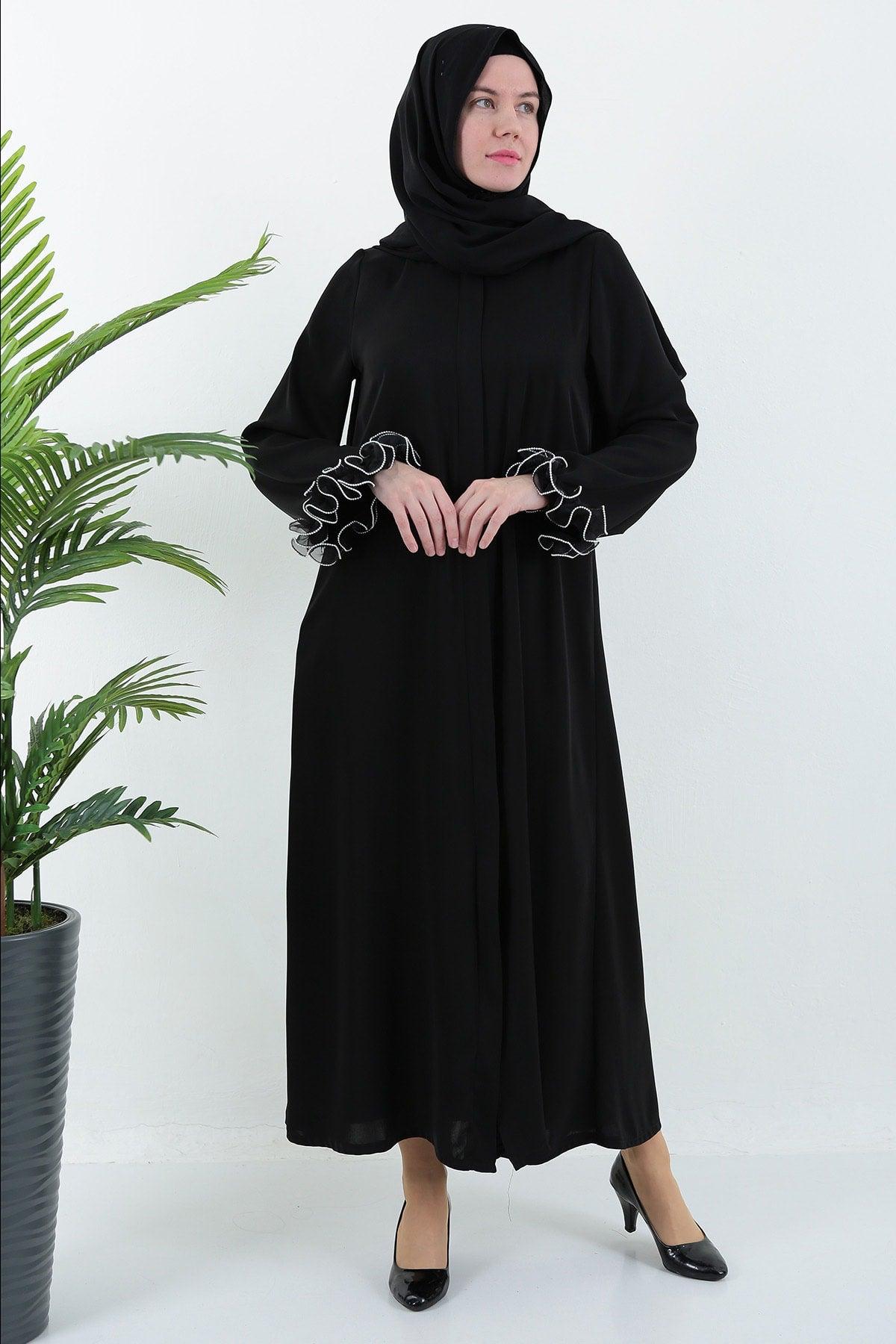 Zippered Sleeve Detailed Abaya Hijab - Swordslife